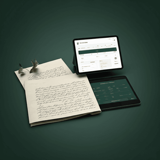 Traditional farming records alongside modern digital tools